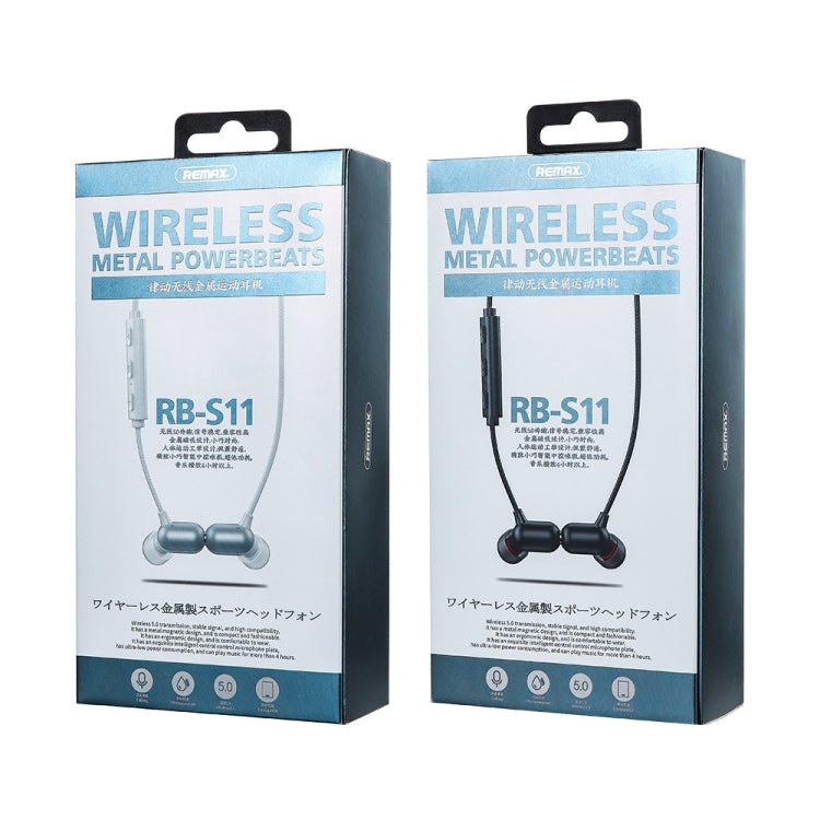 REMAX RB-S11 Lotune Series Wireless Metal Powerbears V5.0 Bluetooth Earphone (Black) - Neck-mounted Earphone by REMAX | Online Shopping South Africa | PMC Jewellery