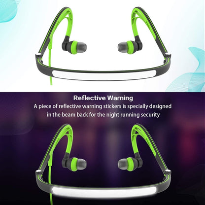 Mucro ML233 Foldable Wired Running Sports Headphones Night Neckband In-Ear Stereo Earphones, Cable Length: 1.2m(Green) - Sport Earphone by Mucro | Online Shopping South Africa | PMC Jewellery