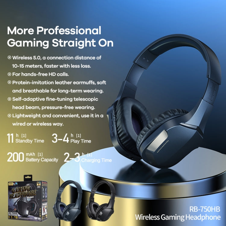 REMAX RB-750HB Wireless Gaming Bluetooth V5.0 Headphone(Black) - Headset & Headphone by REMAX | Online Shopping South Africa | PMC Jewellery