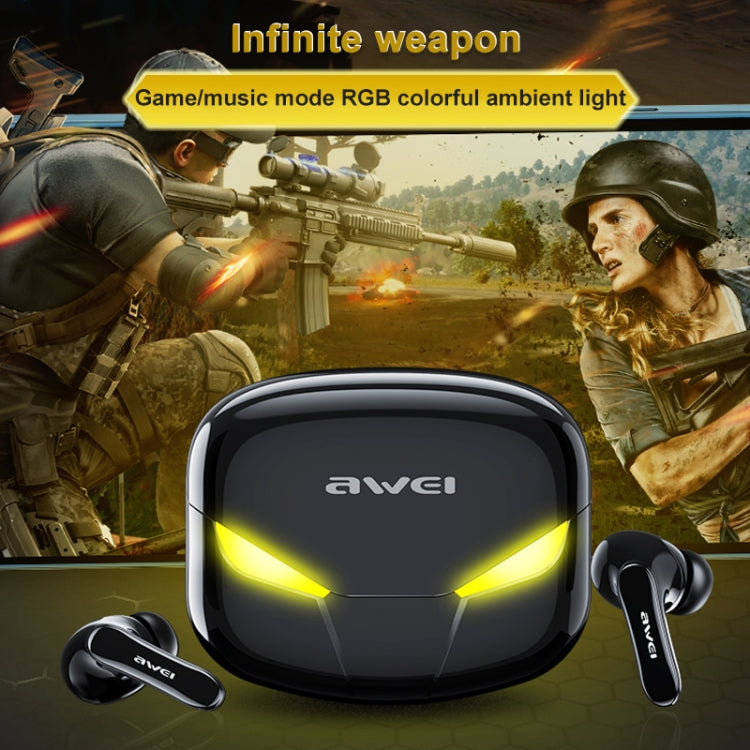 awei T35 Bluetooth V5.0 Ture Wireless Sports Game Dual Mode IPX5 Waterproof TWS Headset with Charging Case (Black) - TWS Earphone by awei | Online Shopping South Africa | PMC Jewellery