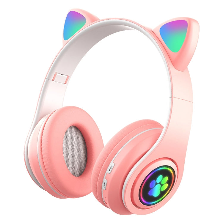 B39 Cat Ear Design LED Gradient Light Wireless Bluetooth Headset(Pink) - Multimedia Headset by PMC Jewellery | Online Shopping South Africa | PMC Jewellery