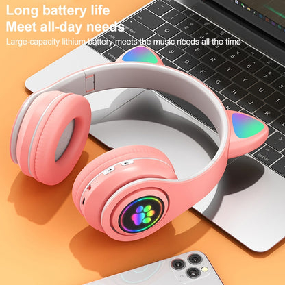 B39 Cat Ear Design LED Gradient Light Wireless Bluetooth Headset(Pink) - Multimedia Headset by PMC Jewellery | Online Shopping South Africa | PMC Jewellery