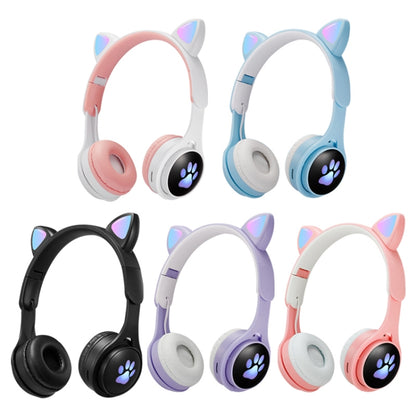 B30 Cat Paw Cat Ears Colorful Luminous Foldable Bluetooth Headset with 3.5mm Jack & TF Card Slot(Pink) - Headset & Headphone by PMC Jewellery | Online Shopping South Africa | PMC Jewellery