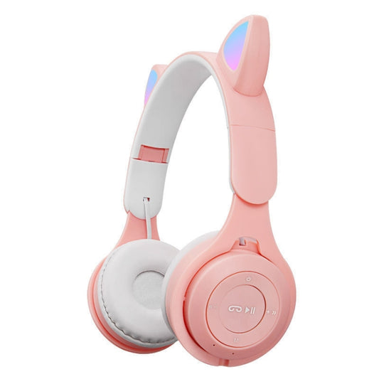 M6 Luminous Cat Ears Two-color Foldable Bluetooth Headset with 3.5mm Jack & TF Card Slot(Pink) - Headset & Headphone by PMC Jewellery | Online Shopping South Africa | PMC Jewellery