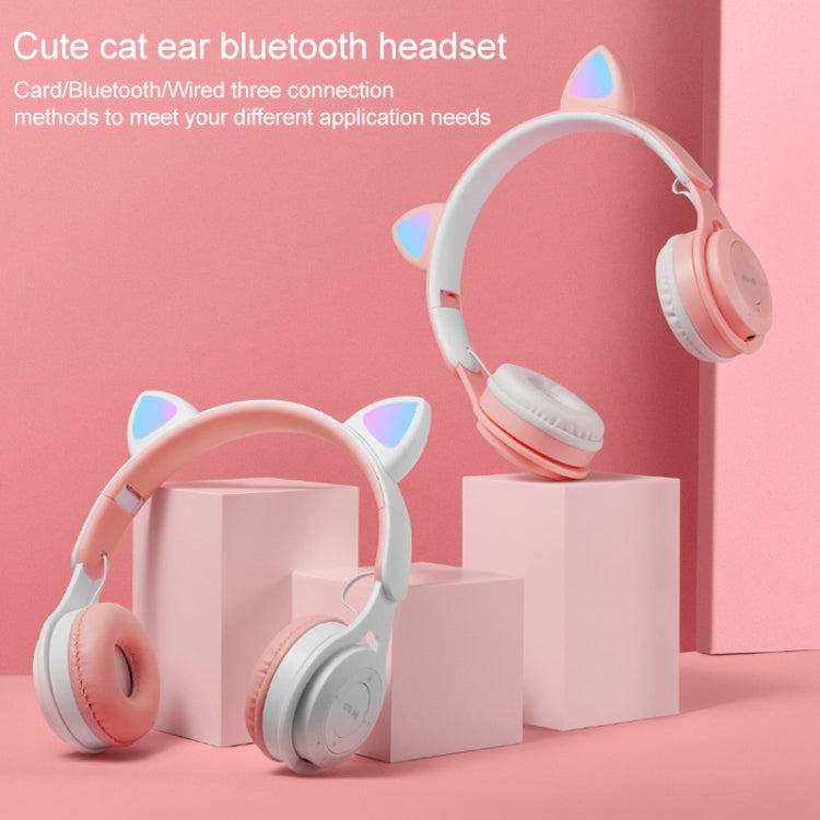 M6 Luminous Cat Ears Two-color Foldable Bluetooth Headset with 3.5mm Jack & TF Card Slot(Pink) - Headset & Headphone by PMC Jewellery | Online Shopping South Africa | PMC Jewellery