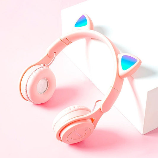 M6 Luminous Cat Ears Pure-color Foldable Bluetooth Headset with 3.5mm Jack & TF Card Slot (Pink) - Headset & Headphone by PMC Jewellery | Online Shopping South Africa | PMC Jewellery