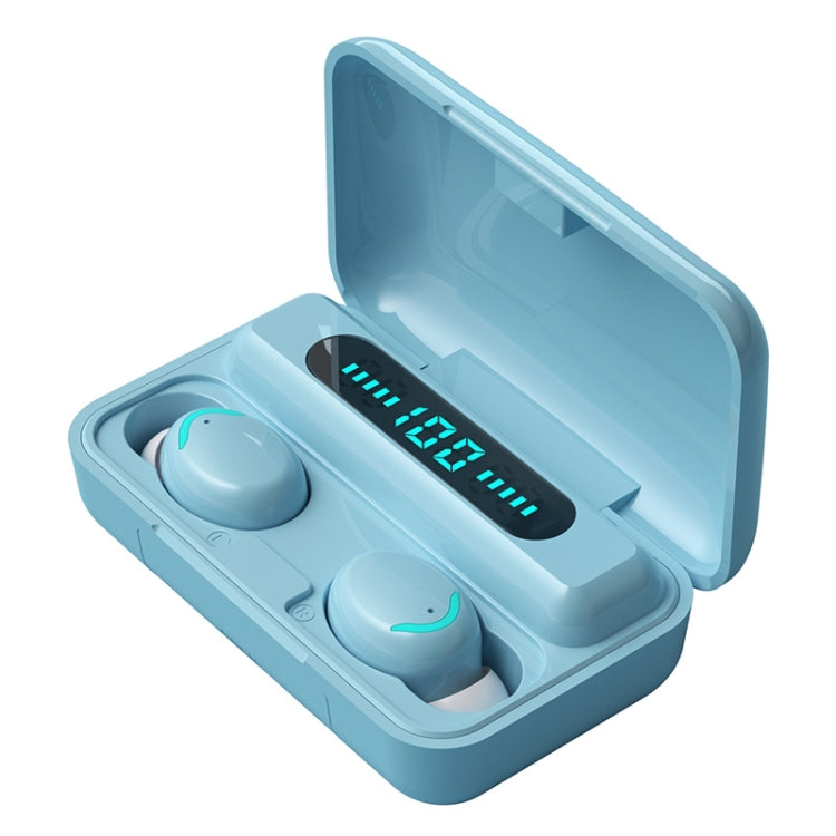 F9-5C Macaron Series Four-bar Breathing Light + Digital Display Noise Reduction Bluetooth Earphone (Baby Blue) - Bluetooth Earphone by PMC Jewellery | Online Shopping South Africa | PMC Jewellery