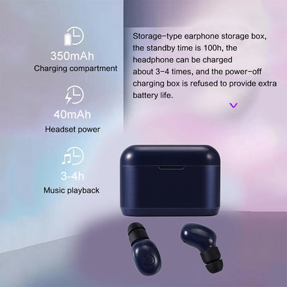 DT-4 IPX Waterproof Bluetooth 5.0 Wireless Bluetooth Earphone with 350mAh Magnetic Charging Box, Support for Calling(Silver) - Bluetooth Earphone by PMC Jewellery | Online Shopping South Africa | PMC Jewellery