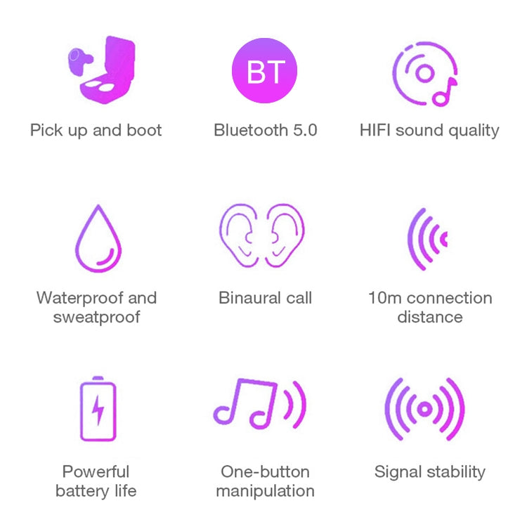 DT-7 IPX Waterproof Bluetooth 5.0 Wireless Bluetooth Earphone with 300mAh Magnetic Charging Box, Support Call(Pink) - Bluetooth Earphone by PMC Jewellery | Online Shopping South Africa | PMC Jewellery