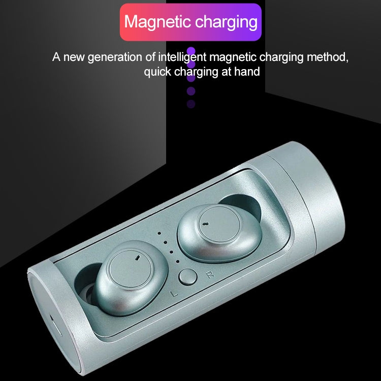 DT-15 Wireless Two Ear Bluetooth Headset Supports Touch & Smart Magnetic Charging & Power On Automatic Pairing (Green) - Bluetooth Earphone by PMC Jewellery | Online Shopping South Africa | PMC Jewellery