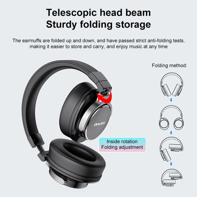 awei A710BL Foldable ANC Noise Cancelling Bluetooth Wireless Headset (Black) - Headset & Headphone by awei | Online Shopping South Africa | PMC Jewellery