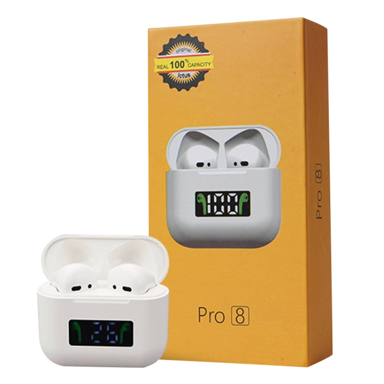 Pro 8 In-ear Touch Digital Display TWS Mini Wireless Bluetooth Earphone (White) - TWS Earphone by PMC Jewellery | Online Shopping South Africa | PMC Jewellery