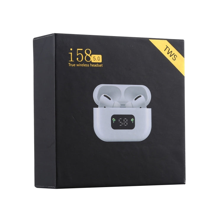 i58 TWS Bluetooth 5.0 Touch Wireless Bluetooth Earphone for IOS System Equipment, with Magnetic Attraction Charging Box & Smart Digital Display, Support Siri(White) - TWS Earphone by PMC Jewellery | Online Shopping South Africa | PMC Jewellery