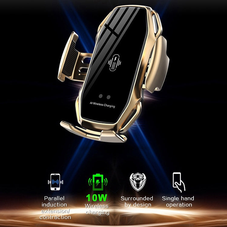 A5 10W Car Infrared Wireless Mobile Auto-sensing Phone Charger Holder, Interface：USB-C / Type-C(Gold) - Wireless Charger Holders by PMC Jewellery | Online Shopping South Africa | PMC Jewellery