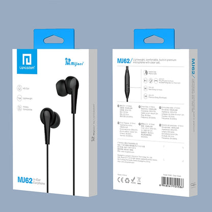 Langsdom MJ62 1.2m Wired In Ear 3.5mm Interface Stereo Earphones with Mic (Black) - In Ear Wired Earphone by Langsdom | Online Shopping South Africa | PMC Jewellery