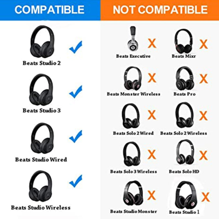 1 Pair Soft Sponge Earmuff Headphone Jacket for Beats Studio 2.0(Black) - Earmuff & Pad by PMC Jewellery | Online Shopping South Africa | PMC Jewellery