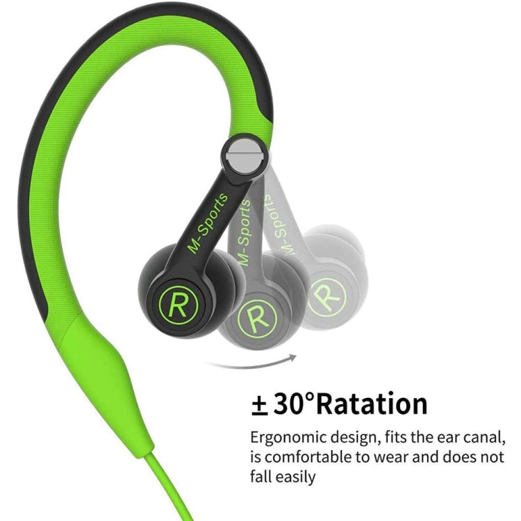 Mucro MB-232 Running In-Ear Sport Earhook Wired Stereo Headphones for Jogging Gym(Green) - Sport Earphone by Mucro | Online Shopping South Africa | PMC Jewellery