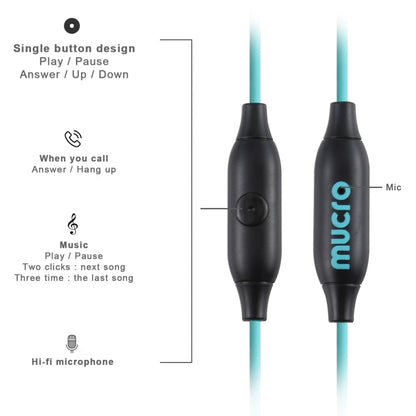 Mucro MB-232 Running In-Ear Sport Earhook Wired Stereo Headphones for Jogging Gym(Blue) - Sport Earphone by Mucro | Online Shopping South Africa | PMC Jewellery