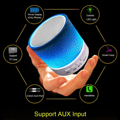 A9 Mini Portable Glare Crack Bluetooth Stereo Speaker with LED Light, Built-in MIC, Support Hands-free Calls & TF Card(Blue) - Mini Speaker by PMC Jewellery | Online Shopping South Africa | PMC Jewellery