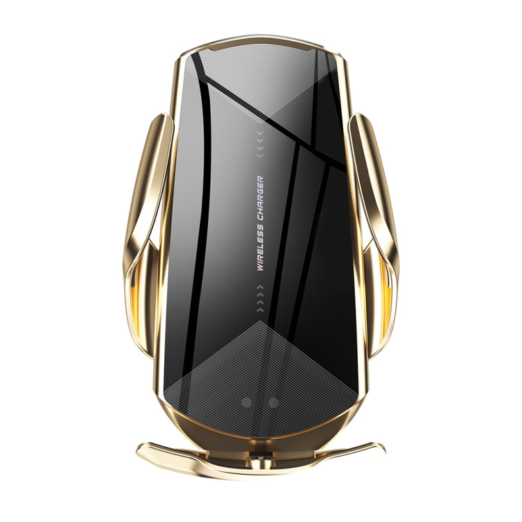 Q2 15W Universal Rotation Infrared Induction Magnetic Car Wireless Charging Mobile Phone Holder with Micro USB + 8 Pin + Type-C / USB-C Magnetic Connector(Gold) - Wireless Charger Holders by PMC Jewellery | Online Shopping South Africa | PMC Jewellery