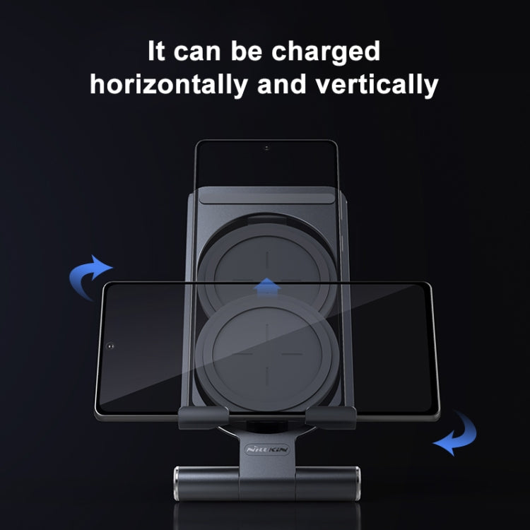 NILLKIN 2 in 1 15W PoweHold Mini Vertical Foldable Detachable Wireless Charger Mobile Phone Holder (Dark Gray) - Wireless Charger by NILLKIN | Online Shopping South Africa | PMC Jewellery