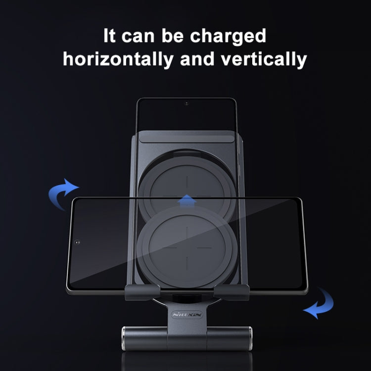 NILLKIN 2 in 1 15W PoweHold Mini Vertical Foldable Detachable Wireless Charger Mobile Phone Holder (Silver) - Wireless Charger by NILLKIN | Online Shopping South Africa | PMC Jewellery