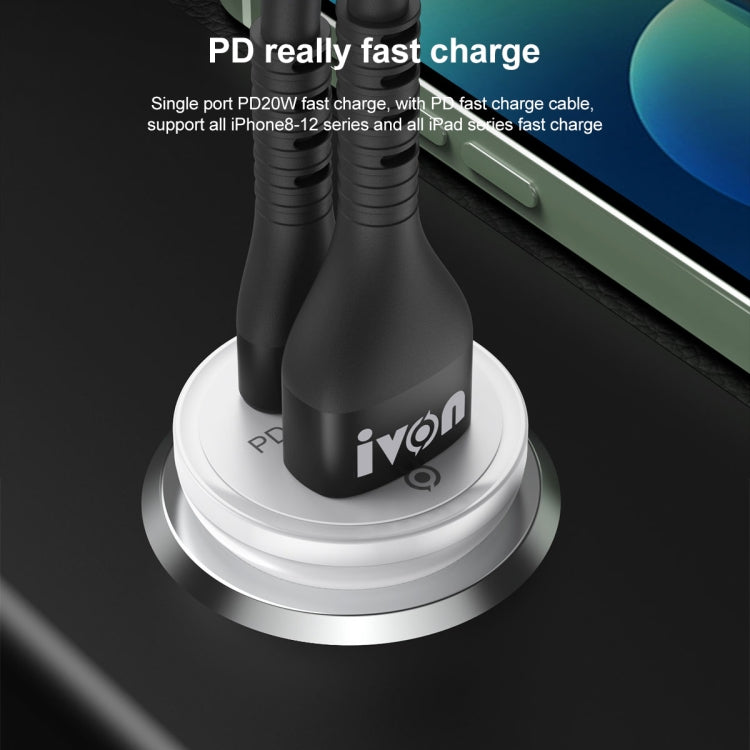 IVON CC45 20W PD 3.0 USB-C / Type-C + QC 3.0 USB Port Mini Car Charger - Car Charger by IVON | Online Shopping South Africa | PMC Jewellery