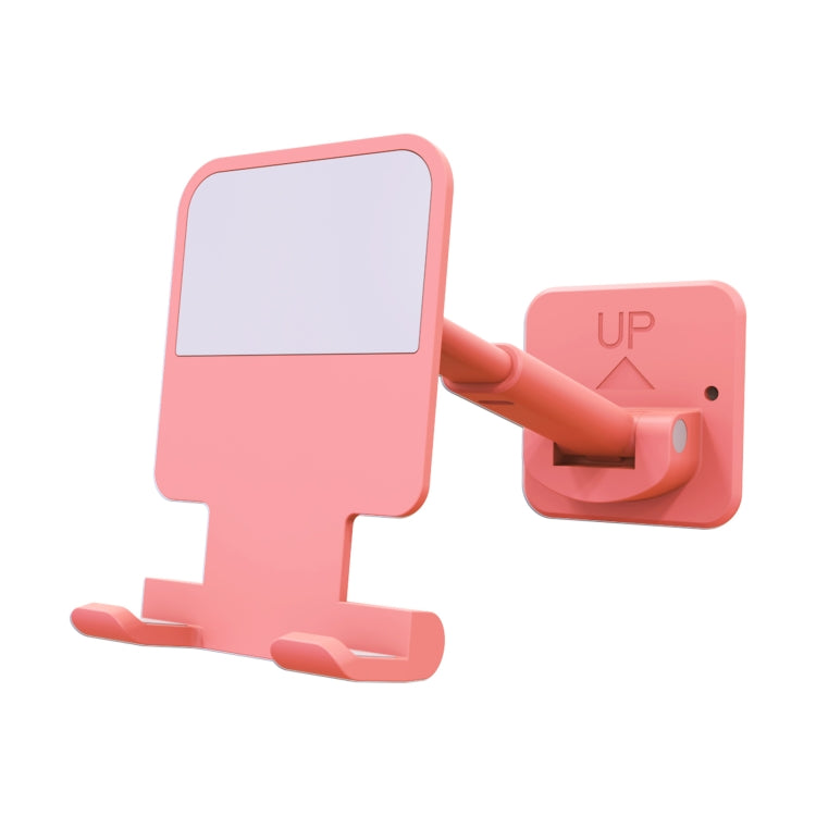 CCT11 Wall Paste Mobile Phone Bracket Foldable Lift Bathroom Kitchen Wall Bracket (Pink) - Hand-Sticking Bracket by PMC Jewellery | Online Shopping South Africa | PMC Jewellery