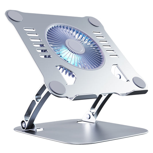 R-JUST HZ22 Dual-purpose Desktop Fan Aluminum Alloy Laptop  Bracket with Light(Silver) - Desktop Holder by R-JUST | Online Shopping South Africa | PMC Jewellery