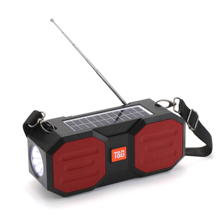 T&G TG634 Outdoor Solar Power Bluetooth Wireless Speaker with FM / Flashlight / TF Card Slot (Black Red) - Desktop Speaker by T&G | Online Shopping South Africa | PMC Jewellery