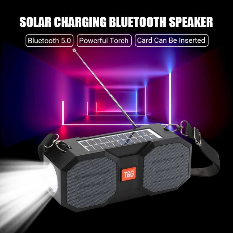 T&G TG634 Outdoor Solar Power Bluetooth Wireless Speaker with FM / Flashlight / TF Card Slot (Black Grey) - Desktop Speaker by T&G | Online Shopping South Africa | PMC Jewellery