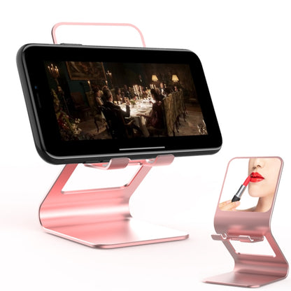 Universal Mobile Phone / Tablet PC Multifunctional Metal Desktop Stand with Makeup Mirror (Pink) - Desktop Holder by PMC Jewellery | Online Shopping South Africa | PMC Jewellery