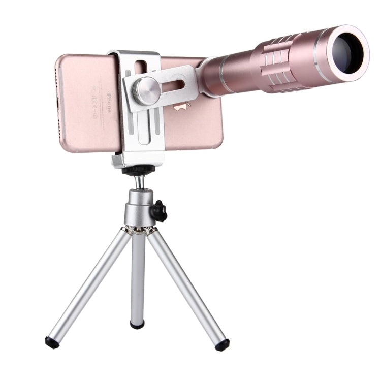 Universal 18X Magnification Lens Mobile Phone 3 in 1 Telescope + Tripod Mount + Mobile Phone Clip(Rose Gold) - Telescope & Microscope by PMC Jewellery | Online Shopping South Africa | PMC Jewellery