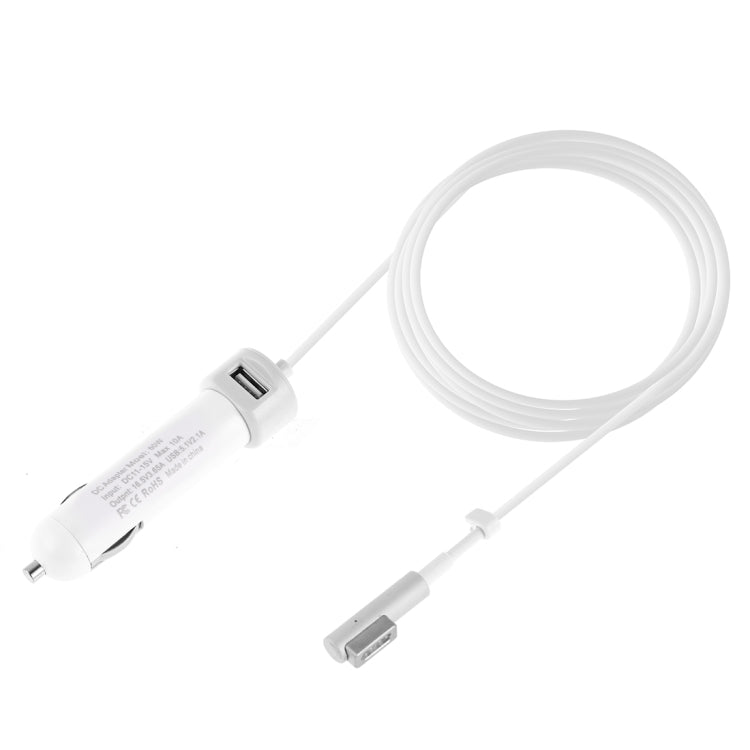 60W 5.1V 2.1A USB Interface Car Charger with 16.5V 3.65A L MagSafe Interface Data Cable(White) - Car Charger by PMC Jewellery | Online Shopping South Africa | PMC Jewellery