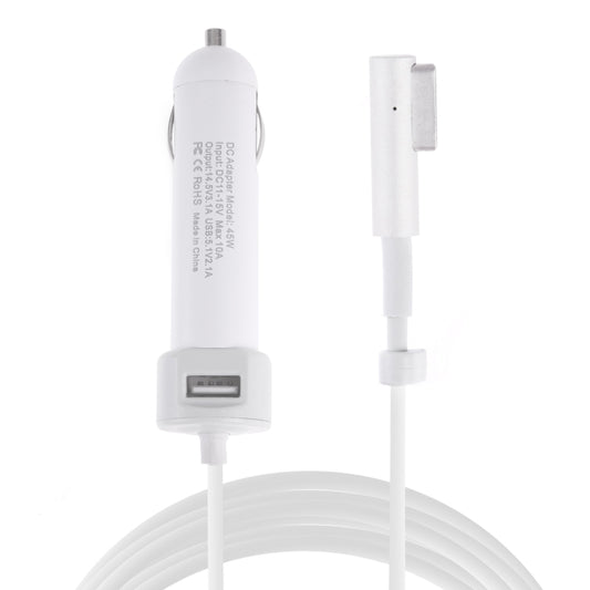 45W 5.1V 2.1A USB Interface Car Charger with 14.5V 3.1A L MagSafe Interface Data Cable(White) - Car Charger by PMC Jewellery | Online Shopping South Africa | PMC Jewellery