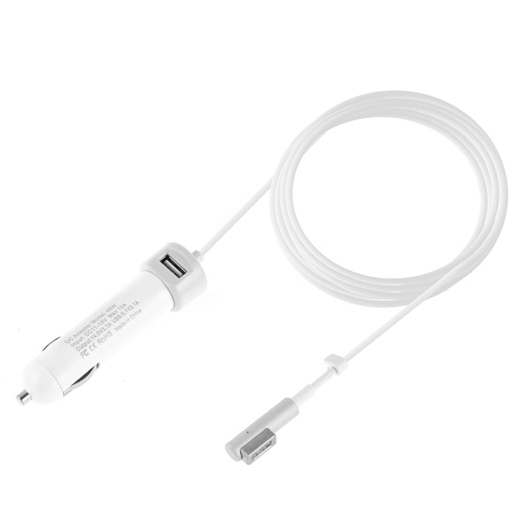45W 5.1V 2.1A USB Interface Car Charger with 14.5V 3.1A L MagSafe Interface Data Cable(White) - Car Charger by PMC Jewellery | Online Shopping South Africa | PMC Jewellery