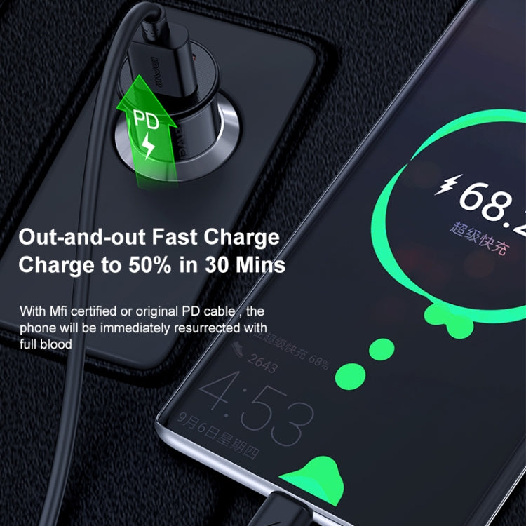 awei C-706 20W PD Type-C + QC 3.0 Type-A Car Charger with CL-110T Data Cable - Car Charger by awei | Online Shopping South Africa | PMC Jewellery