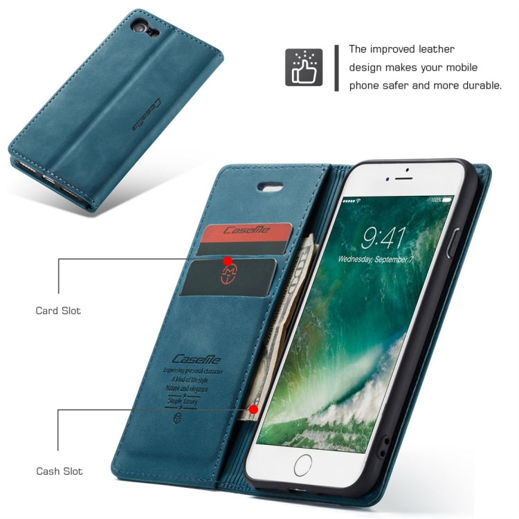 CaseMe-013 Multifunctional Retro Frosted Horizontal Flip Leather Case for iPhone 7 / 8, with Card Slot & Holder & Wallet(Blue) - More iPhone Cases by CaseMe | Online Shopping South Africa | PMC Jewellery