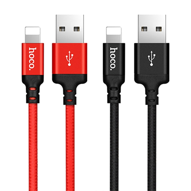 hoco X14 1m Nylon Braided Aluminium Alloy USB to 8 Pin Data Sync Charging Cable(Black) - Normal Style Cable by hoco | Online Shopping South Africa | PMC Jewellery