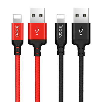 hoco X14 2m Nylon Braided Aluminium Alloy 8 Pin to USB Data Sync Charging Cable(Black) - Normal Style Cable by hoco | Online Shopping South Africa | PMC Jewellery