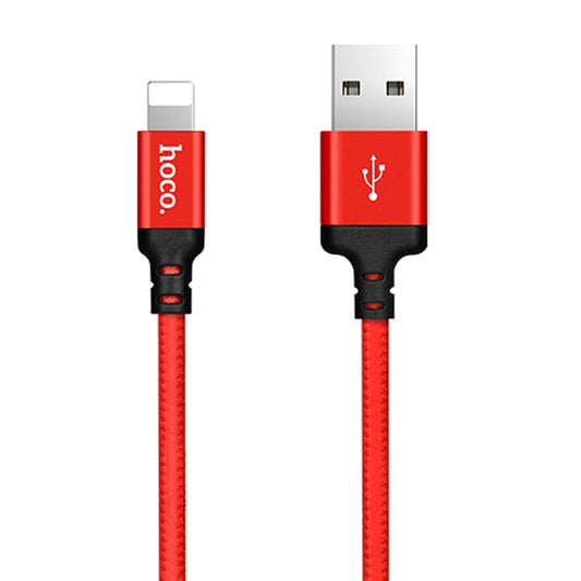 hoco X14 2m Nylon Braided Aluminium Alloy 8 Pin to USB Data Sync Charging Cable(Red) - Normal Style Cable by hoco | Online Shopping South Africa | PMC Jewellery