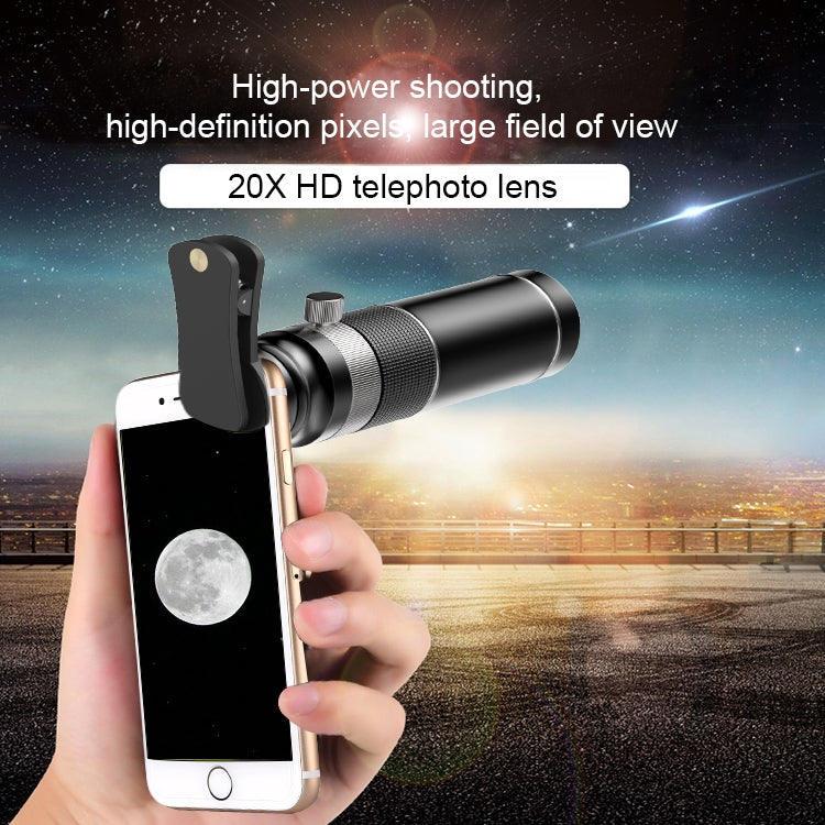 Universal 20X Mobile Phone HD Telephoto Telescope Lens with Tripod & Clip - Telescope & Microscope by PMC Jewellery | Online Shopping South Africa | PMC Jewellery