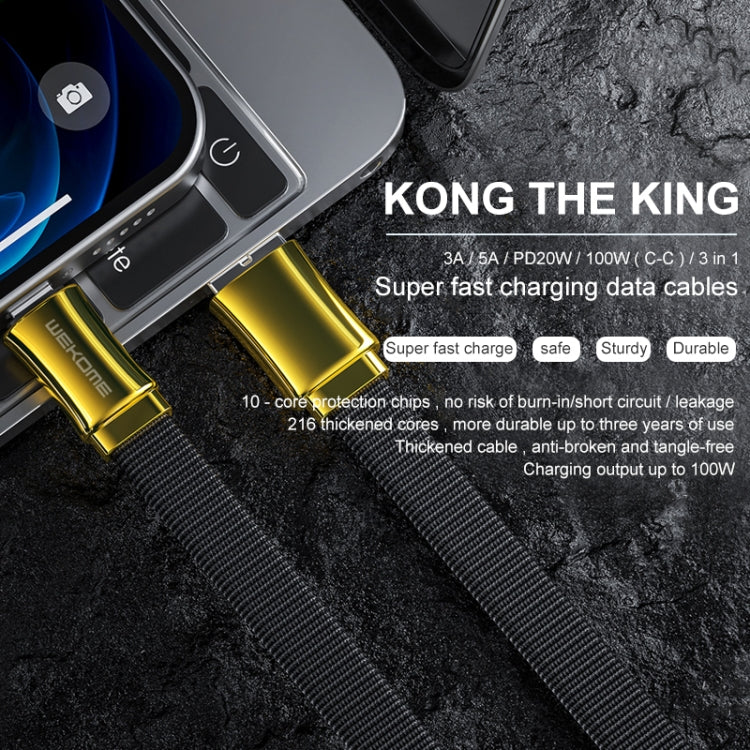 WK WDC-139 3A USB to 8 Pin King Kong Series Data Cable for iPhone, iPad (Gold) - Normal Style Cable by WK | Online Shopping South Africa | PMC Jewellery