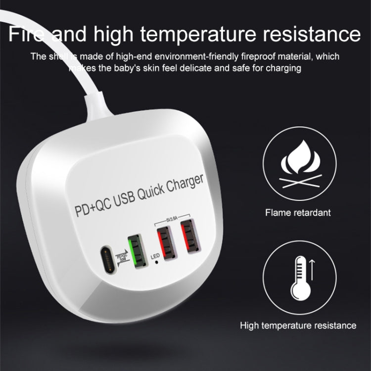 WLX-T3P 4 In 1 PD + QC Multi-function Smart Fast Charging USB Charger(UK Plug) - Multifunction Charger by PMC Jewellery | Online Shopping South Africa | PMC Jewellery