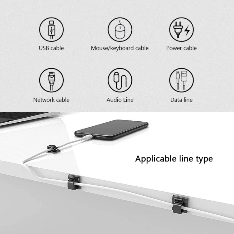 HG2392 100 PCS Desktop Data Cable Organizer Fixing Clip, Gum Type: Green and White(White) - Cable Organizer by PMC Jewellery | Online Shopping South Africa | PMC Jewellery