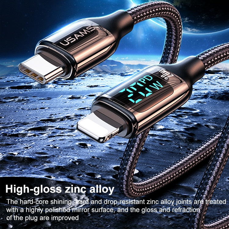 USAMS US-SJ545 U78 Type-C / USB-C to 8 Pin PD Aluminum Alloy Digital Display Fast Charging Data Cable, Length: 1.2m(White) - Normal Style Cable by USAMS | Online Shopping South Africa | PMC Jewellery