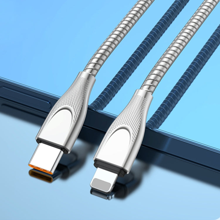 ADC-009 USB-C / Type-C to 8 Pin Zinc Alloy Hose Fast Charging Data Cable, Cable Length: 1m (Silver) - 2 in 1 Cable by PMC Jewellery | Online Shopping South Africa | PMC Jewellery