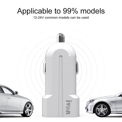 IVON CC13 QC 3.0 Fast Charging Car Charger Set with 8 Pin Charging Cable (White) - Car Charger by IVON | Online Shopping South Africa | PMC Jewellery