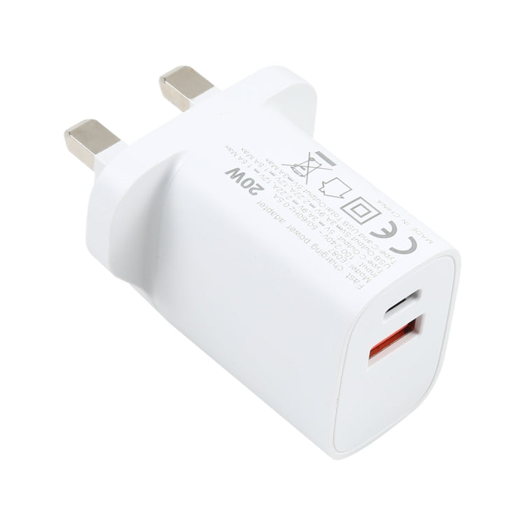 E087 20W USB-C / Type-C + USB Ports Fast Charging Travel Charger, UK Plug - USB Charger by PMC Jewellery | Online Shopping South Africa | PMC Jewellery