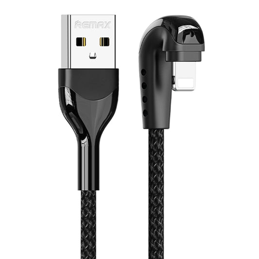 REMAX RC-177i Heymanba II 2.1A USB to 8 Pin 180 Degrees Elbow Zinc Alloy Braided Gaming Data Cable, Cable Length: 1m(Black) - Normal Style Cable by REMAX | Online Shopping South Africa | PMC Jewellery